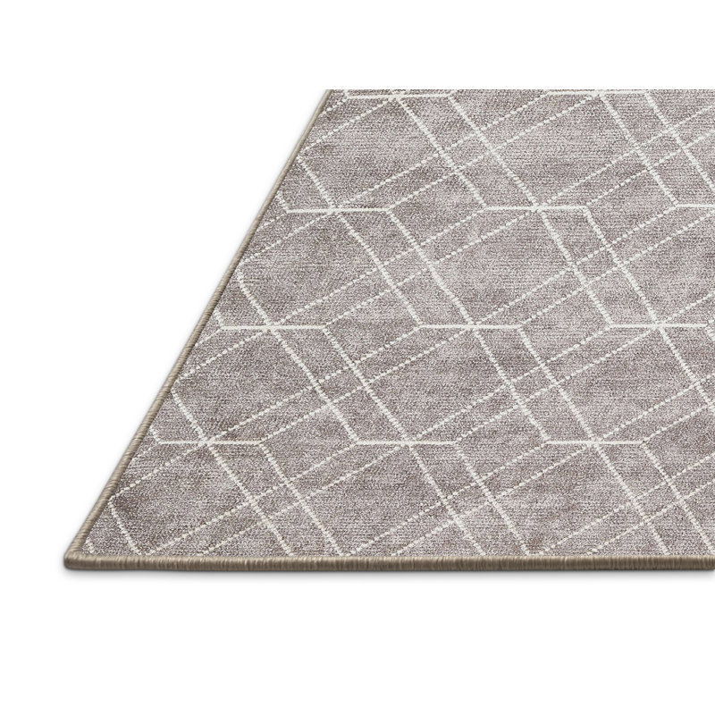 Tapis contemporain gris / blanc, Rectangle 2 pi x 3 pi