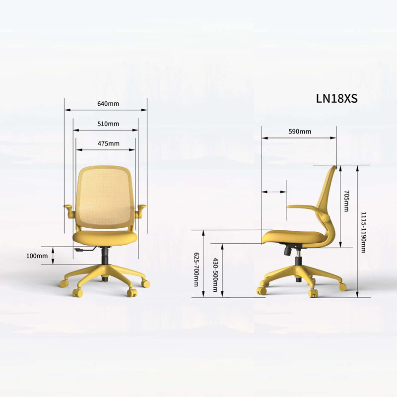 Chaise de bureau moderne et ergonomique avec accoudoirs rabattables, pour plus de confort et de durabilité, Jaune, Yellow