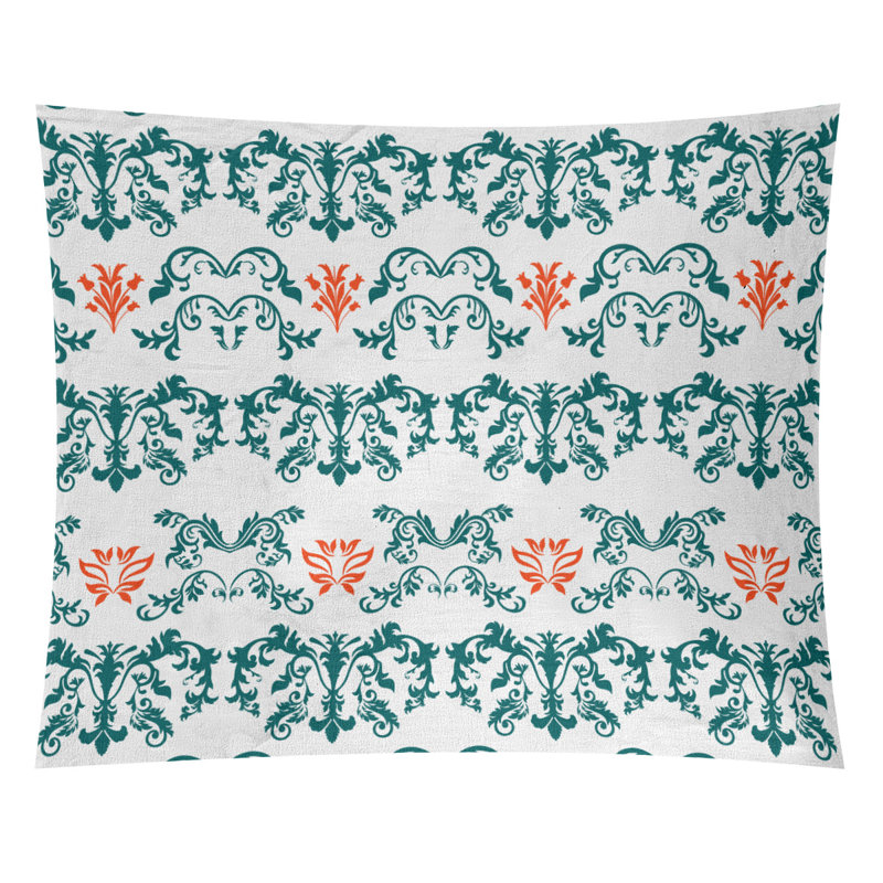 Tapisserie baroque en microfibre Miami Throwback Football, H 88 po x l 104 po, Blanc / vert / orange