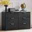 Ensemble de 3 meubles de chambre modernes en bois, comprenant une commode cannelée et des tables de chevet. Commode à 6 tiroirs de 122 cm et tables de chevet de 58 cm avec station de recharge.-308876961-308876964