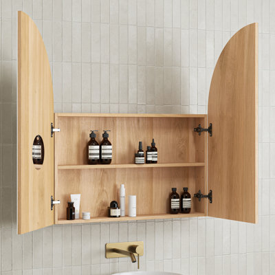 Mecca 80 mm W 90 mm H Mirrored Bathroom Cabinets with Mirror and 1