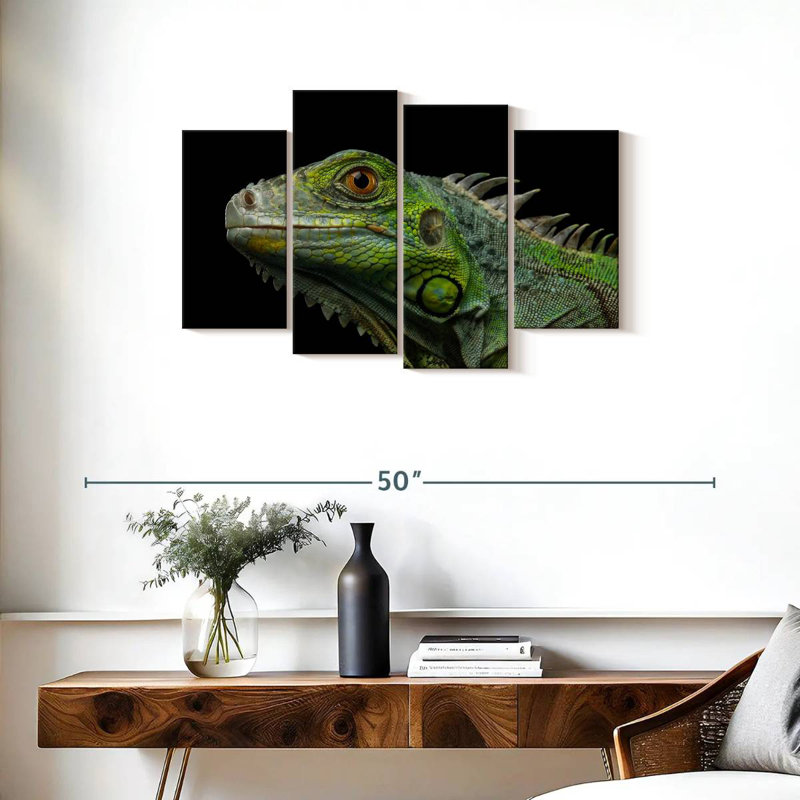 Tête d'iguane vert Brampt, H 22 po x l 36 po