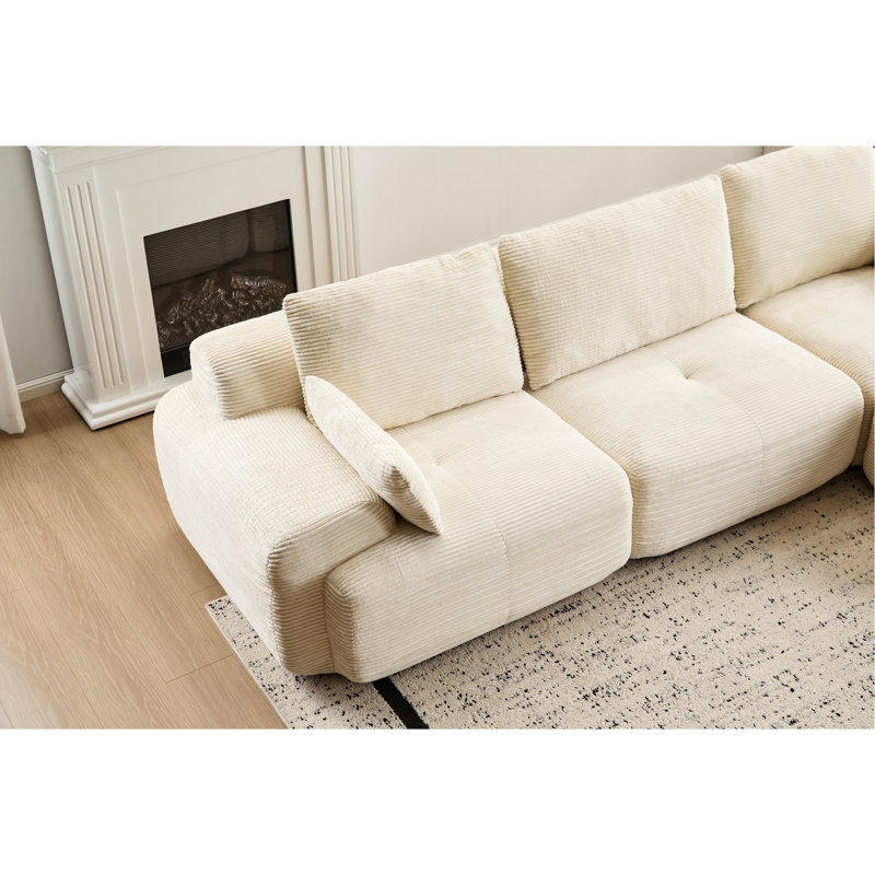 3 places, animal modulaire en velours côtelé compressé en mousse à mémoire de forme, sans assemblage, mousse beige à haute densité pour petites pièces, personnalisable, espaces variés