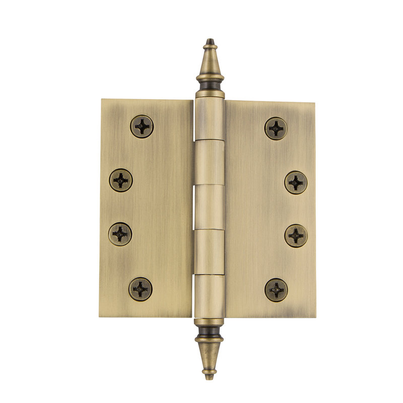 4'' x 4'' Brass Butt Bearing Hinge, Vintage Brass