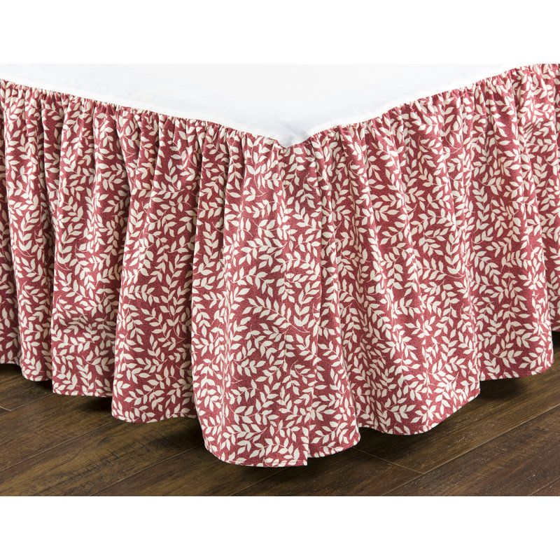 Bouvier Red Shirred Bed Skirt, Queen, 18"