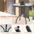 6 Pieces Patio Dining Set With 65″ Umbrella, Outdoor Table And Chairs With 31.5″ Round Glass Table, 4 Folding Textilene Chairs, Patio Dining Set With Steel Frame, For Poolside, Backyard(black)-1803158940