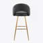 Tabouret de bar à hauteur fixe en métal doré et similicuir noir avec repose-pieds carré - ensemble de 2-2132781199