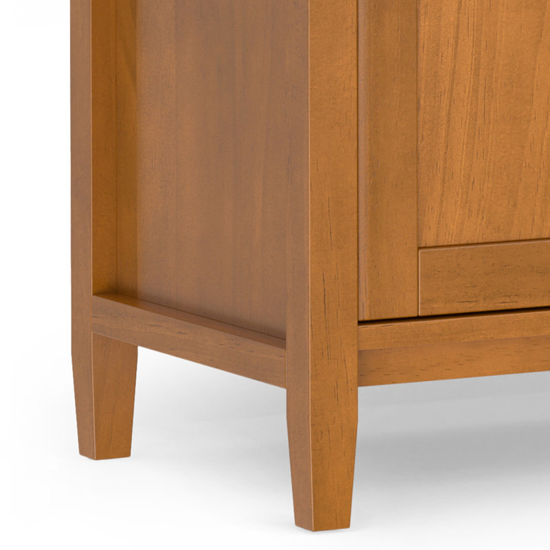 Light Golden Brown Solid Wood 60" TV Media Stand with Cabinets