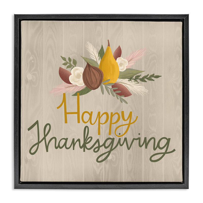 Cadre flottant Happy Thanksgiving Rustic Harvest, design par Mandy Ford Art + Illustration, H 25 po x l 25 po