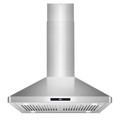 Cosmo 30 in. Lumin Collection Ductless Island Range Hood, Soft Touch Controls, Permanent Filters, LED Lights, Stainless Steel