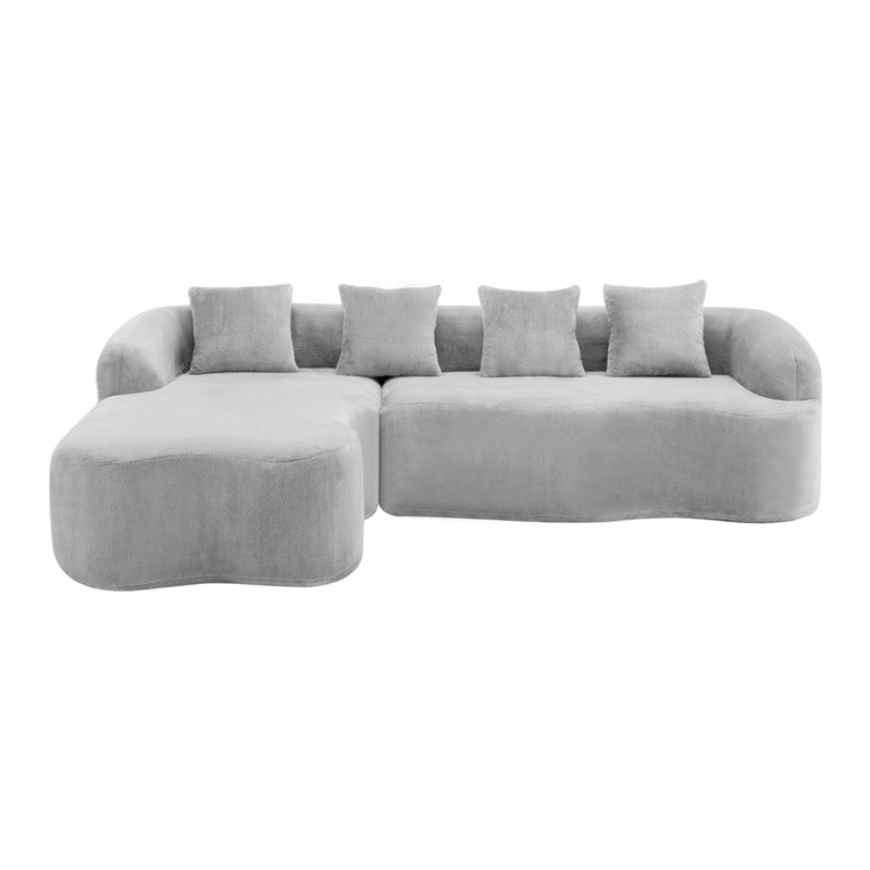 Canapé modulaire en L à compression complète avec méridienne incurvée, canapé modulaire en chenille, haute densité pour le salon en appartement