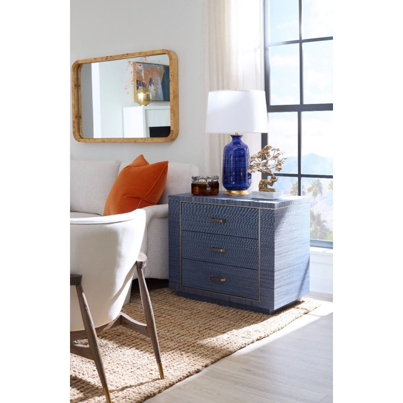 Ethan 3 - Drawer Nightstand, Navy Blue