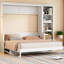 Grand lit blanc avec bureau et tablettes de rangement pour livres, bois de pin de qualité, rangement pour la vie en chalet avec rangement, espaces Loft Solution-2080713897
