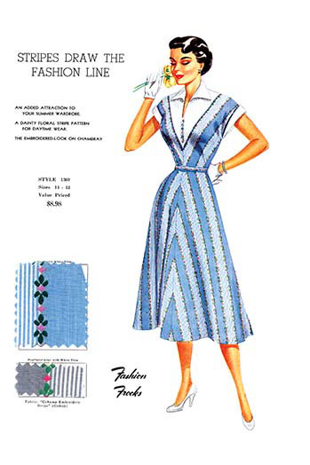 « rayures draw the mode line » par mode frocks affiche rétro