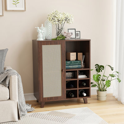 Buffet avec rangement, armoire à vin de 34 pouces avec porte-bouteilles, armoires à buffet pour la maison et le salon