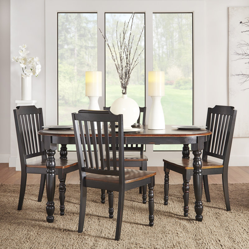 Alyssha 4 - Person Four Leg Dining Set, Antique Black