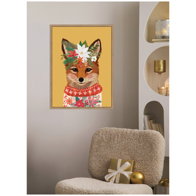 Christmas Fox by Mia Charro Framed Canvas Wall Art Print