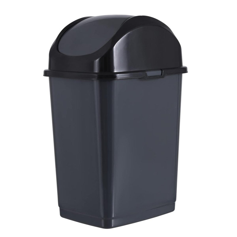 Poubelle de cuisine Superio de 9 gallons avec poubelle à couvercle basculant et couvercle supérieur pivotant 37 Qt Poubelle de recyclage moyenne pour bureau, salle de bain, sous le comptoir, dortoir, chambre à coucher (gris foncé)