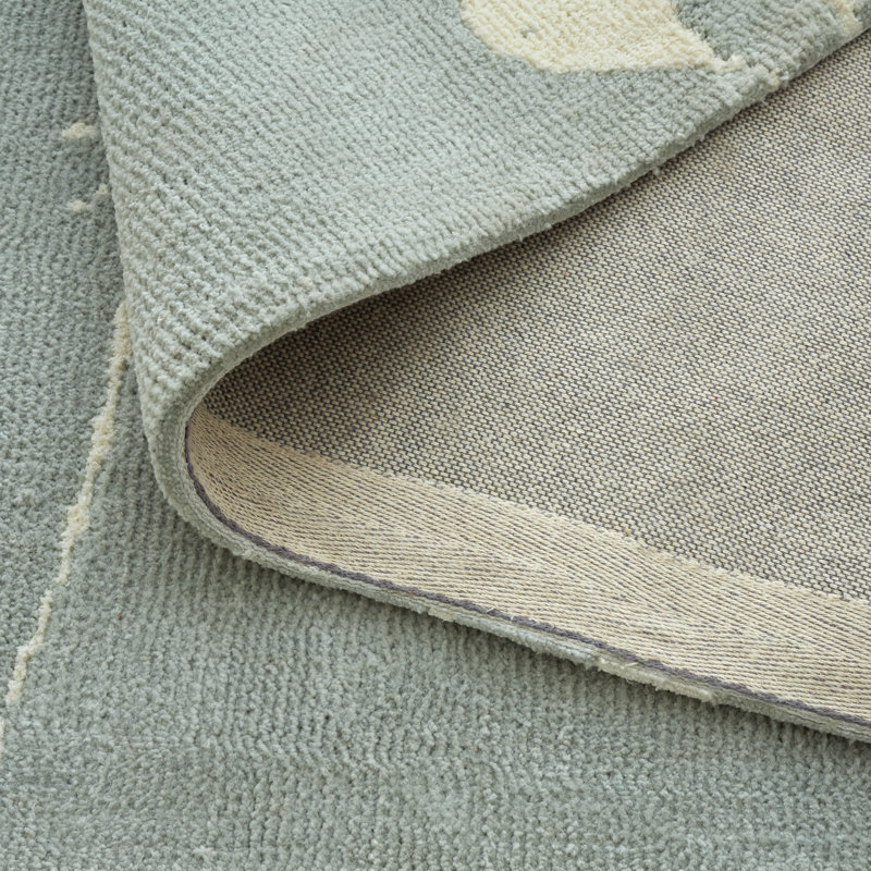 Meadowsweet Floral Machine Woven Green Rug, Rectangle 160cm x 230cm