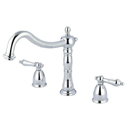 Robinet de baignoire romaine à fixer sur le comptoir à deux poignées Heritage, Chrome poli
