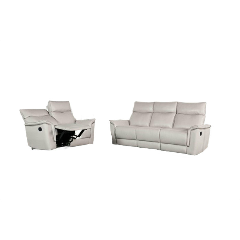 Lenne 2Pc Manual Reclining Sofa And Loveseat Set, Ivory Vegan Leather, Ivory