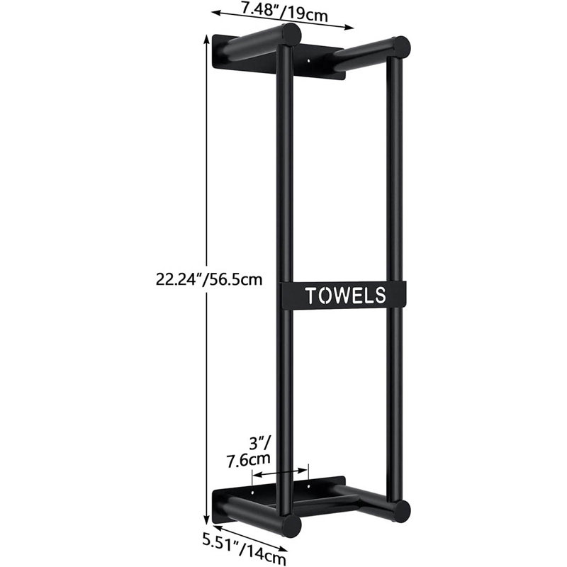 19 cm L Towel Rack, Black