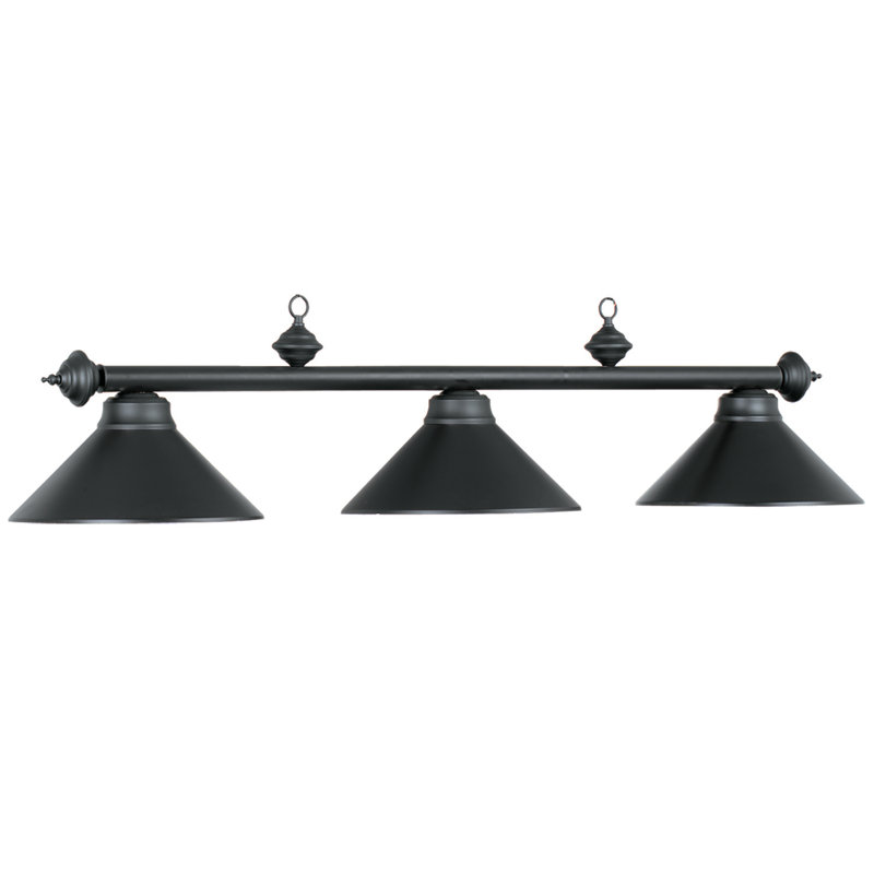 Luminaire suspendu linéaire à 3 lumières pour table de billard Bowdon par RAM Game Room, Noir mat/noir mat