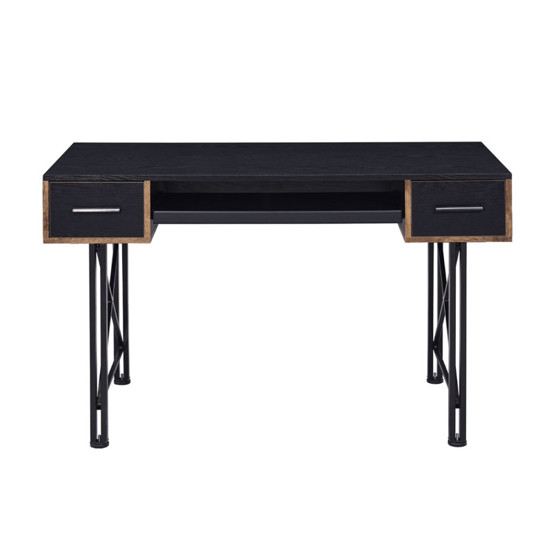 Bureau d'ordinateur rectangulaire à 2 tiroirs