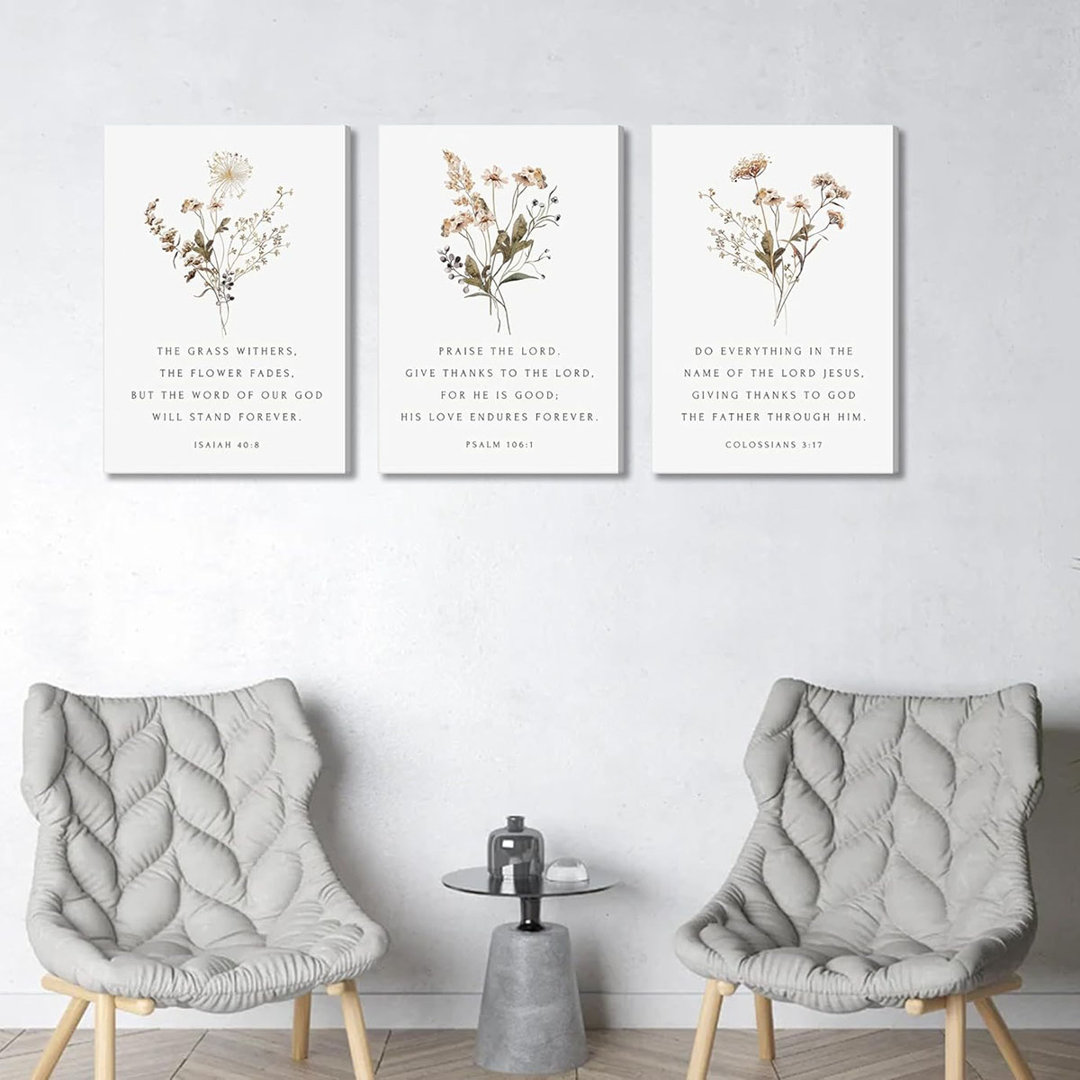 Wildflower Verses Canvas Wall Art Bible Verses Floral Paintings Pictures Wall Decor Botanical Scripture Christian Posters Prints For Bedroom Living Ro
