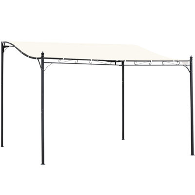 10' X 13' Pergola Gazebo Outdoor. Steel Frame, Weather- Fabric. Protected. Drainage. For Patio. Cream White With Canopy. Construction, Protection. White, Drainage Feature, Backyard Decor