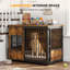 Cage en bois pour chien, grand chenil avec rangement intégré, cage d'intérieur pour salon ou chambre, maison pour animaux multifonctionnelle en bois avec cachette.