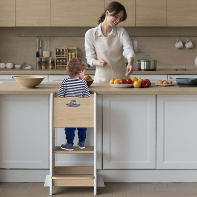 Tour pour tout-petits 35,4 po H 3 niveaux réglable en bois pour enfants - Stable contemporain
