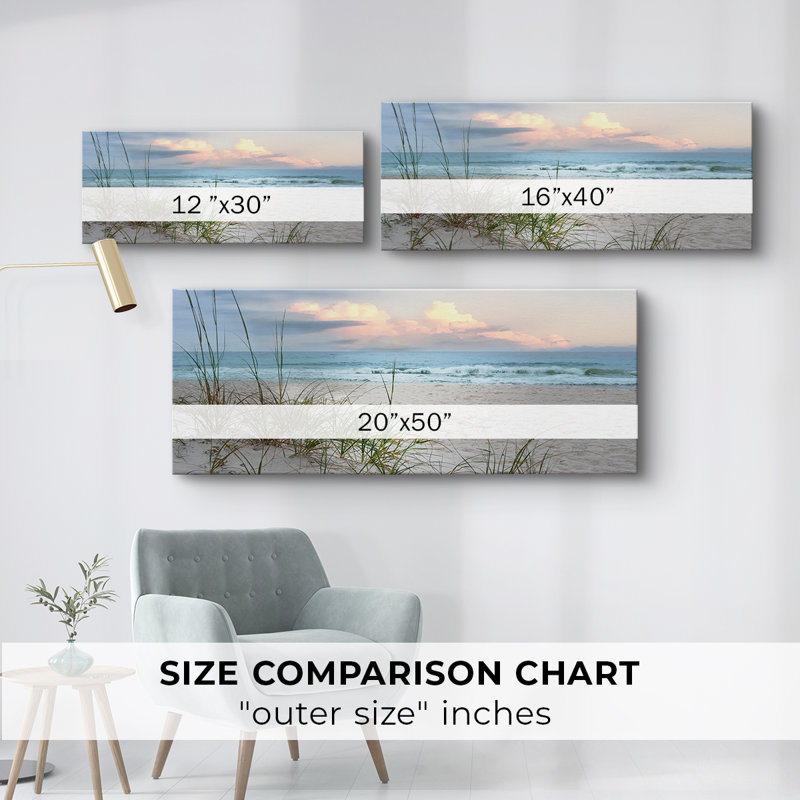 Plage flottée - Toile tendue avec châssis - Prêt à accrocher, H 20 po x l 50 po