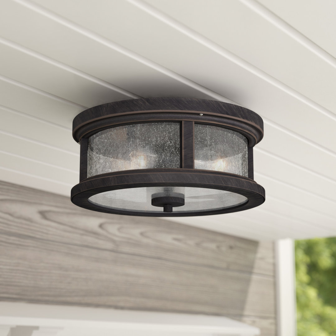 Ekansh Rust Iron 2 - Bulb Outdoor Flush Mount Alcott Hill®