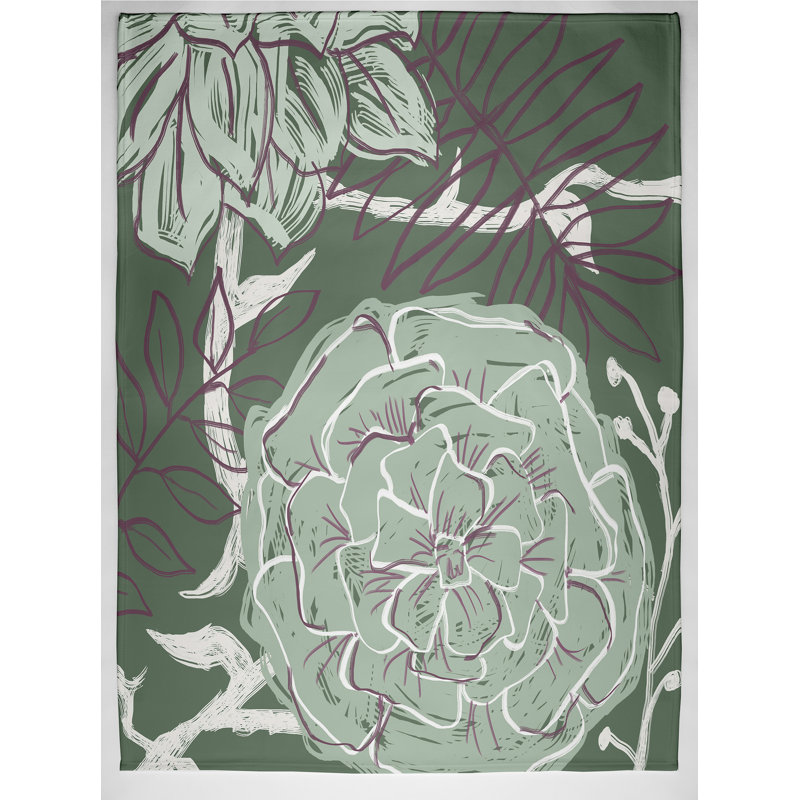 Throw Blanket, 50" L x 60" W, Herb Green (Green/Purple)