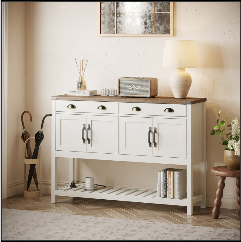 Armoire de rangement 47 po Modern Farmhouse, Blanc doux