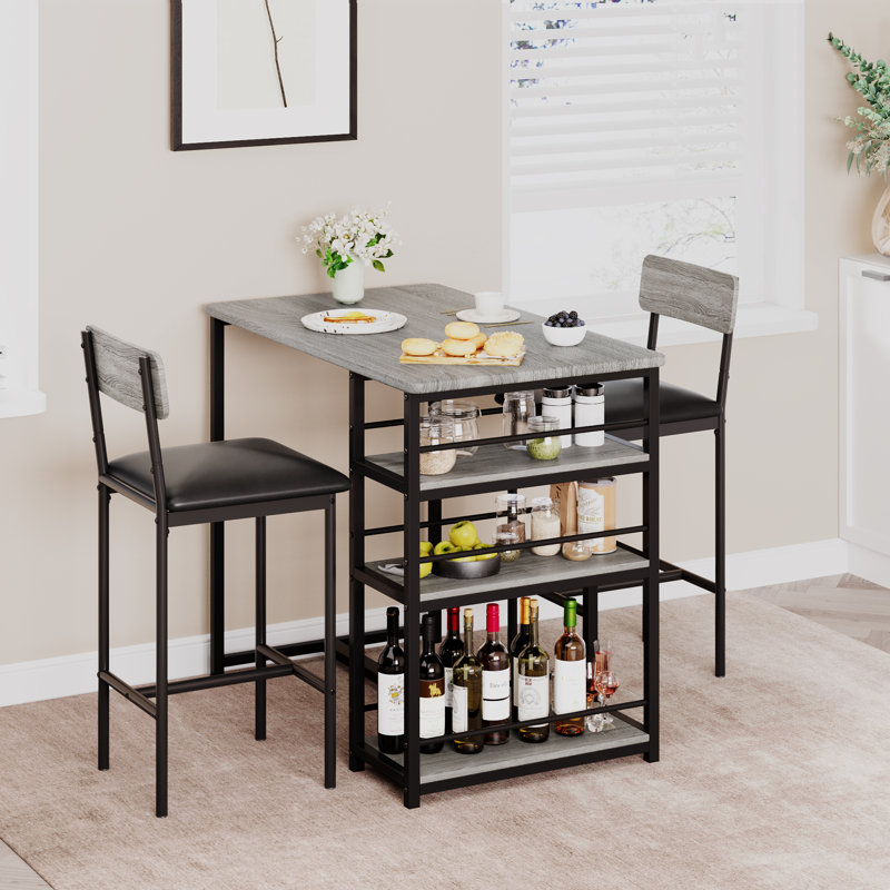 Upholstered Counter Stool with Metal Frame, Black/Grey