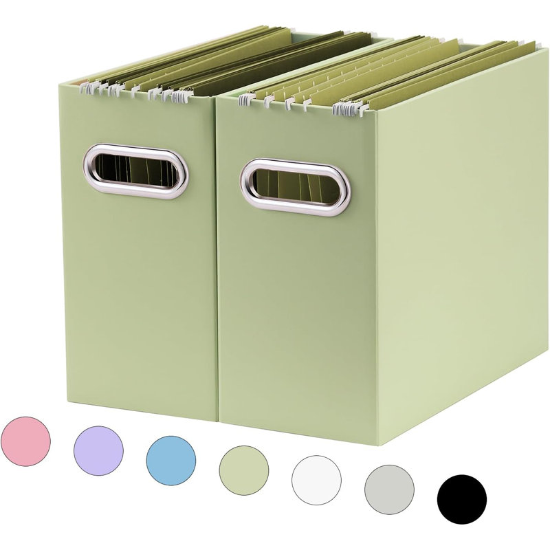 File Organizer, Small Storage Box, Cardboard File Folder Organizer, Collapsible File Box, Green