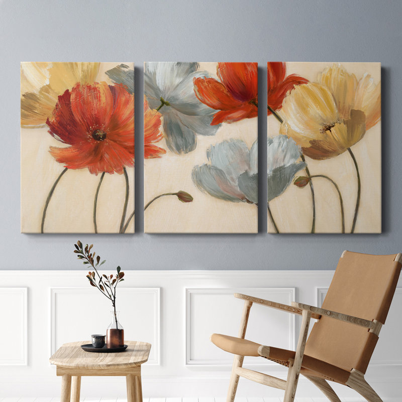 Palette de coquelicot revisitée - Toile tendue avec châssis de qualité supérieure - prête à être accrochée