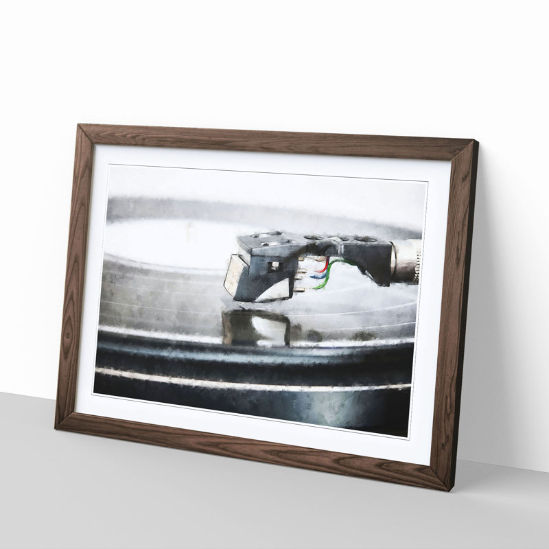 Needle of the Record Player - Picture Frame Graphic Art Print, 24cm H x 33cm W x 2cm D, Walnut Framed