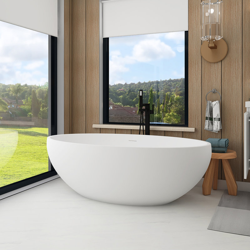 67“ Freestanding Soaking Solid Surface Bathtub