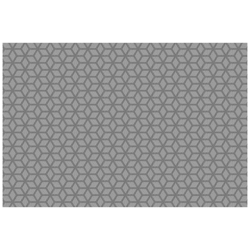 Tapis de cuisine à profil bas Un-Rug Cubics Rube par Matterly, Rectangle 4 pi x 6 pi, Gris foncé