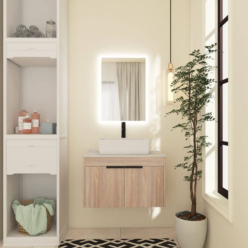 Ensemble de meuble-lavabo simple 29,53 po avec plateau en céramique Evonnie