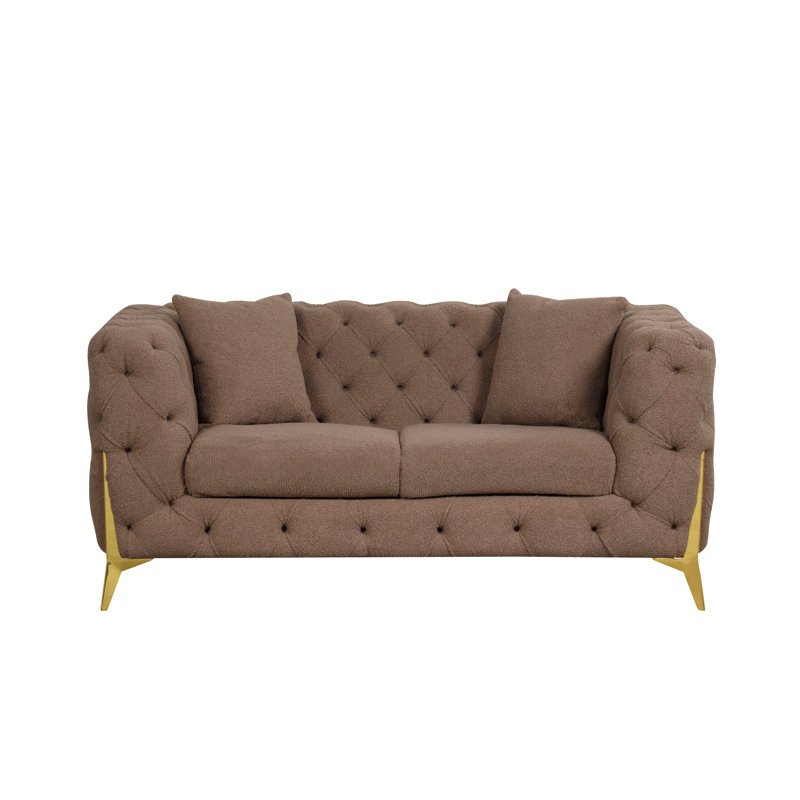Causeuse en tissu 67,32 po Moorehead Moorehead, Tissu brun bouclé