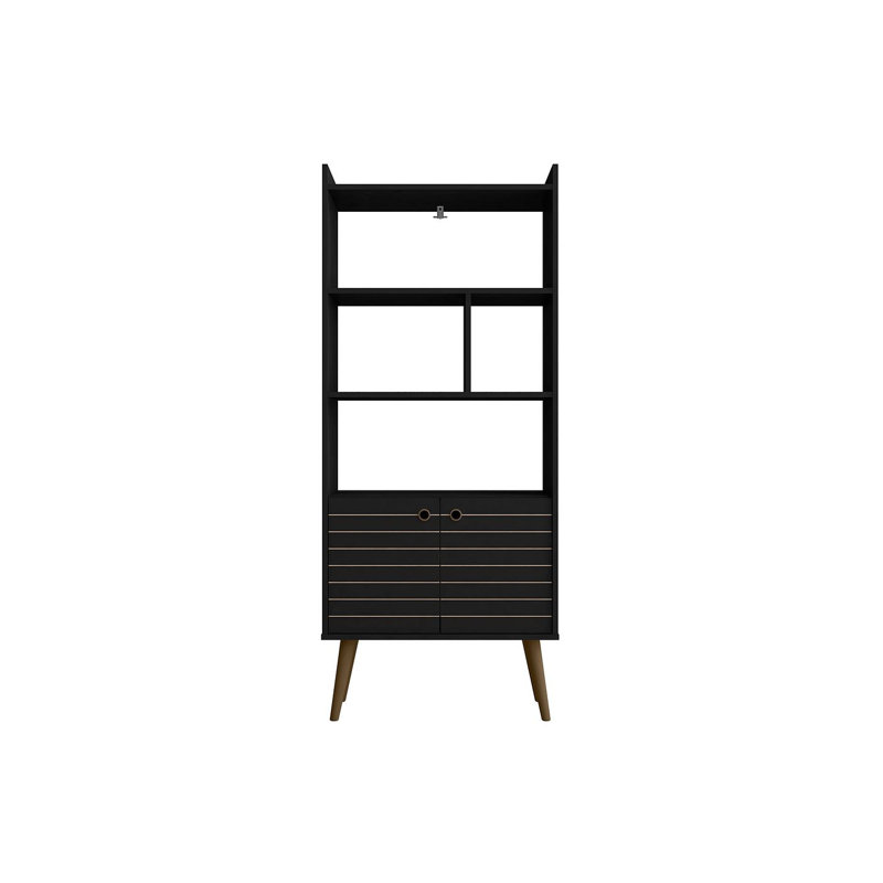 Helaina Geometric Storage Bookcase, Black