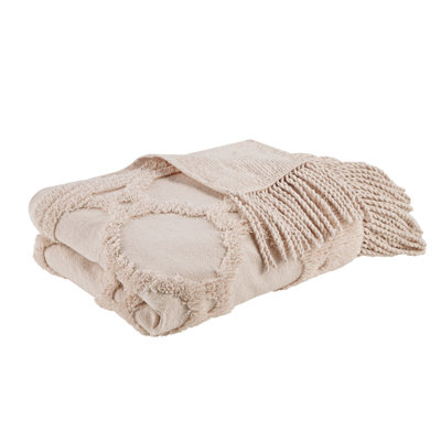 Gracie Mills Frieda Cotton Tufted Chenille Throw with Fringe Tassels 50" x 60"