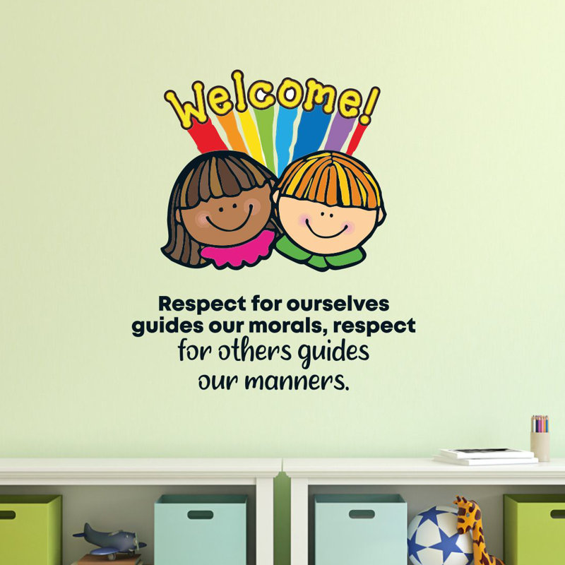 Décalcomanie murale citations de dessins animés « respect School », H 30 po x l 27 po x P 0,05 po