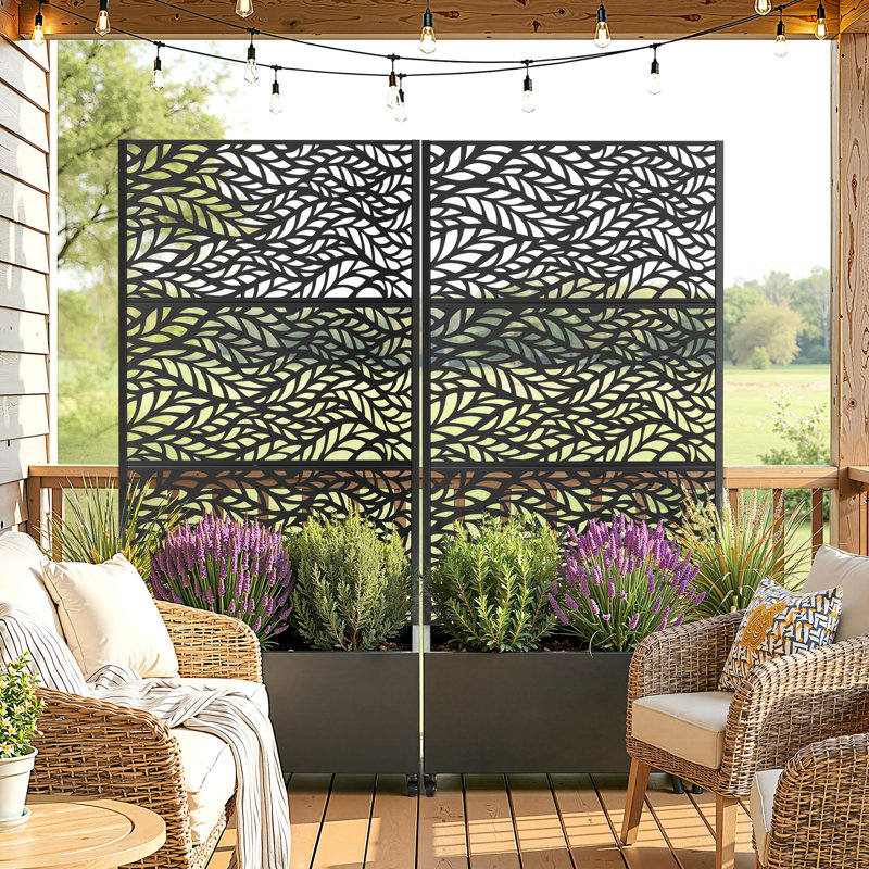 Metal Planter Wall with Trellis Wheels, Outdoor Elevated Garden Bed with Drainage Hole Planter Pot Perfect for Climbing Plants, Vegetables and Flowers -Garden Enthusiasts