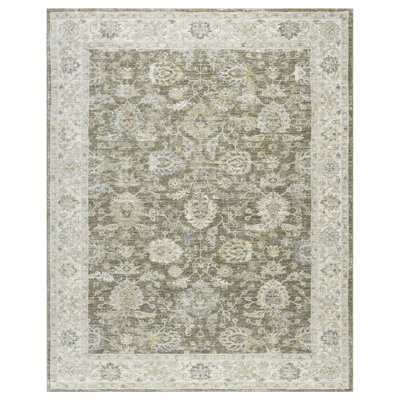Beatrice Traditional Bordered Floral Filigree Performance Woven Indoor Area Rug
