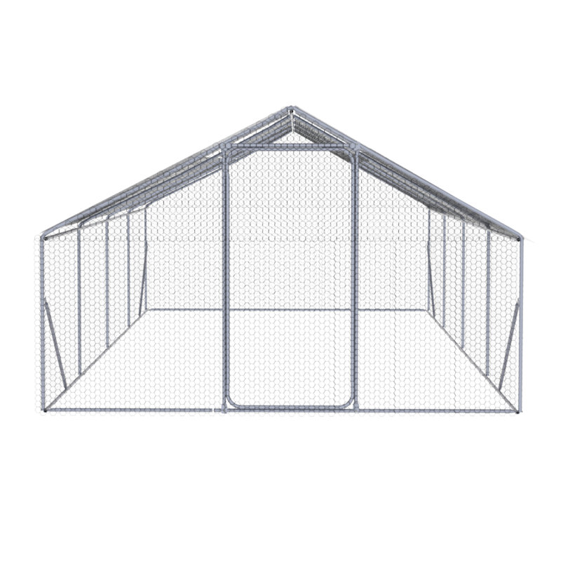 Grand poulailler en métal de 26 pi x 10 pi x 6 pi avec couvercle Facile à nettoyer Surface lisse pour la volaille extérieure 26 x 10 x 6 pi pré-assemblé et installé Safe Haven